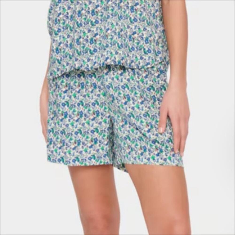 🔥 NWT Saint Tropez Umara Elastic Waist Shorts Blue Floral Print Size Small